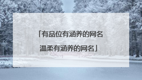有品位有涵养的网名 温柔有涵养的网名