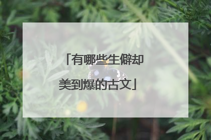 有哪些生僻却美到爆的古文