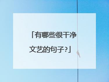 有哪些很干净文艺的句子?