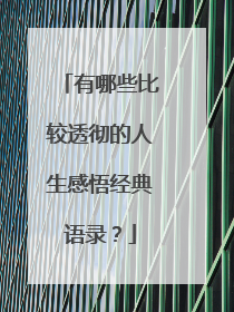 有哪些比较透彻的人生感悟经典语录？