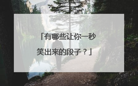有哪些让你一秒笑出来的段子？