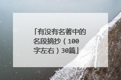 有没有名著中的名段摘抄(100字左右)30篇