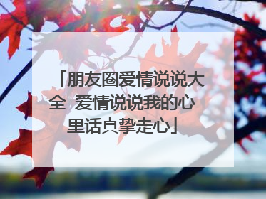 朋友圈爱情说说大全 爱情说说我的心里话真挚走心