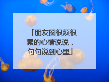 朋友圈很烦很累的心情说说,句句说到心里