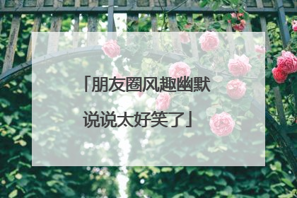 朋友圈风趣幽默说说太好笑了