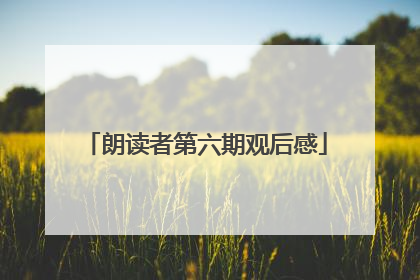 朗读者第六期观后感