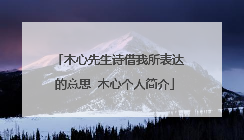 木心先生诗借我所表达的意思 木心个人简介