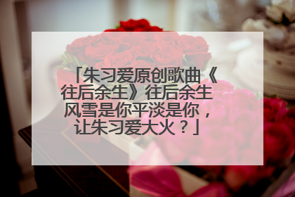 朱习爱原创歌曲《往后余生》往后余生风雪是你平淡是你，让朱习爱大火？