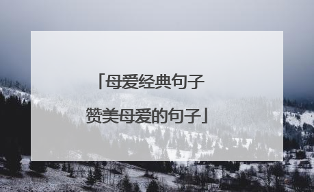 母爱经典句子 赞美母爱的句子
