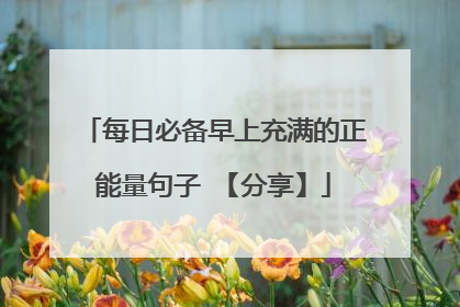 每日必备早上充满的正能量句子 【分享】
