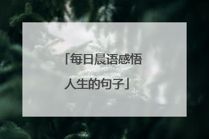 每日晨语感悟人生的句子