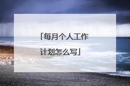 每月个人工作计划怎么写