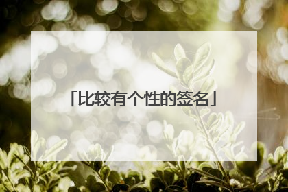 比较有个性的签名