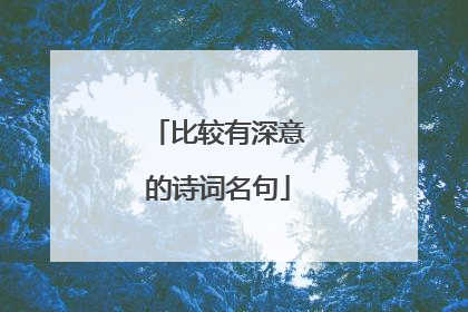 比较有深意的诗词名句