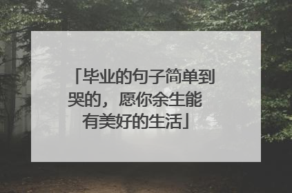 毕业的句子简单到哭的, 愿你余生能有美好的生活