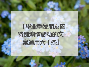 毕业季发朋友圈特别煽情感动的文案通用六十条