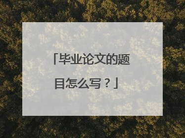 毕业论文的题目怎么写？