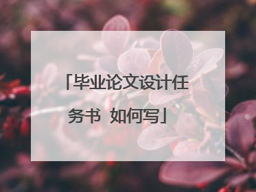 毕业论文设计任务书 如何写