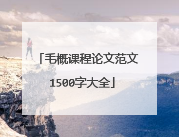 毛概课程论文范文1500字大全