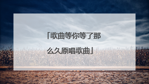 歌曲等你等了那么久原唱歌曲