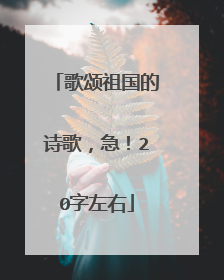 歌颂祖国的诗歌，急！20字左右