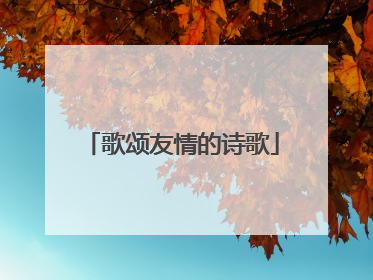 歌颂友情的诗歌