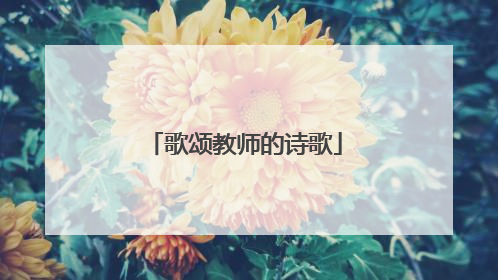 歌颂教师的诗歌