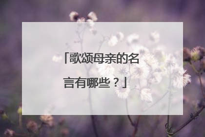 歌颂母亲的名言有哪些？