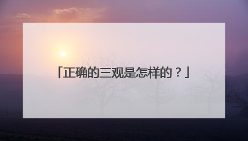 正确的三观是怎样的？
