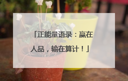 正能量语录：赢在人品，输在算计！