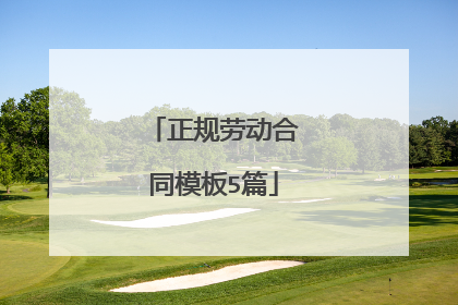 正规劳动合同模板5篇