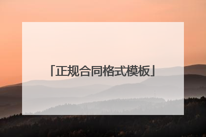 正规合同格式模板