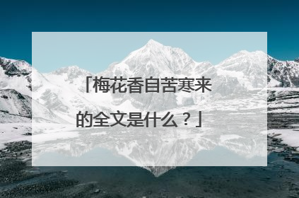 梅花香自苦寒来的全文是什么？