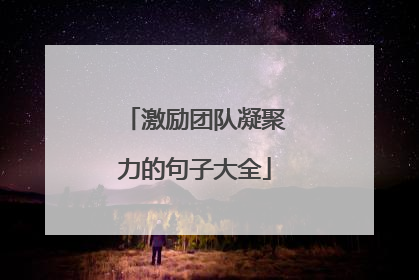 激励团队凝聚力的句子大全