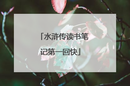 水浒传读书笔记第一回快