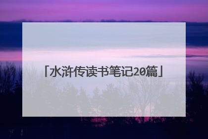 水浒传读书笔记20篇