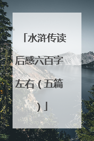 水浒传读后感六百字左右（五篇）