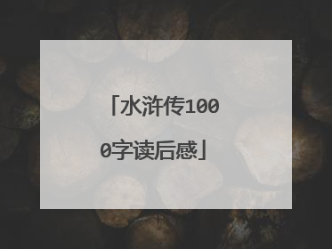 水浒传1000字读后感