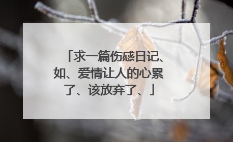 求一篇伤感日记、如、爱情让人的心累了、该放弃了、