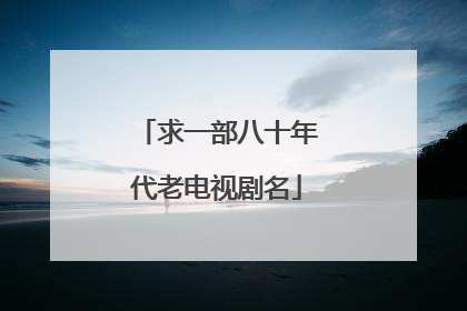 求一部八十年代老电视剧名