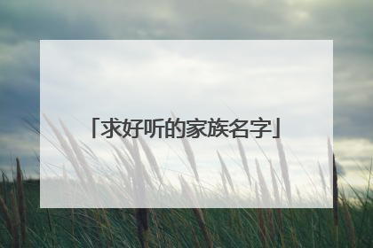 求好听的家族名字