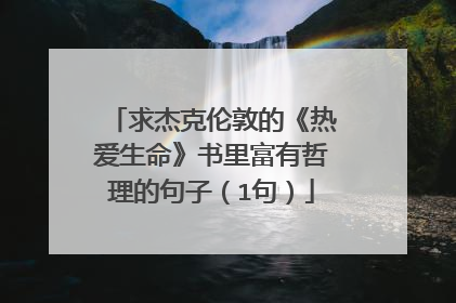 求杰克伦敦的《热爱生命》书里富有哲理的句子（1句）