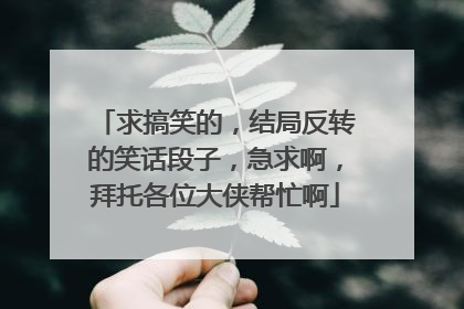 求搞笑的，结局反转的笑话段子，急求啊，拜托各位大侠帮忙啊