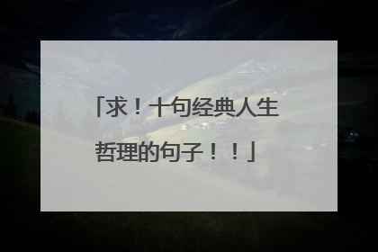 求！十句经典人生哲理的句子！！