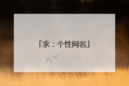 求：个性网名