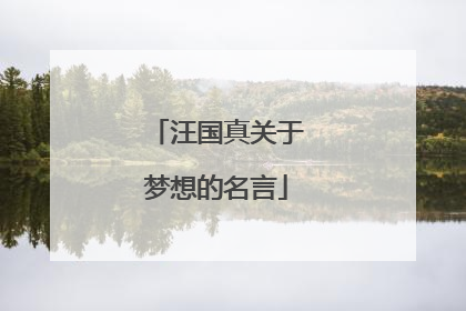 汪国真关于梦想的名言