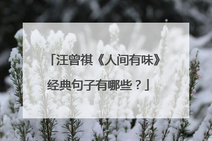 汪曾祺《人间有味》经典句子有哪些？