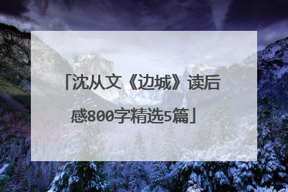 沈从文《边城》读后感800字精选5篇