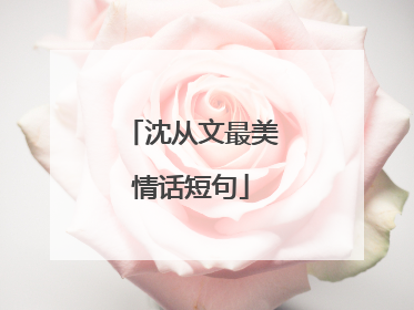 沈从文最美情话短句