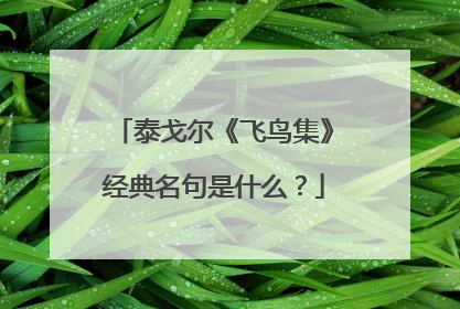 泰戈尔《飞鸟集》经典名句是什么？